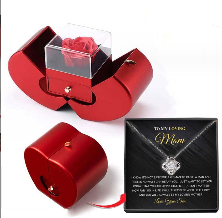 Jewelry Box Red Apple Gift Necklace