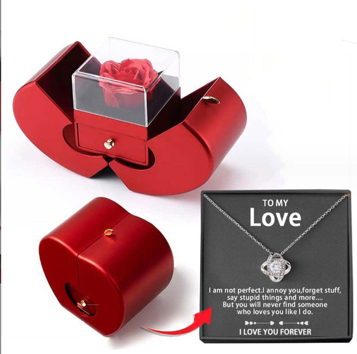 Jewelry Box Red Apple Gift Necklace